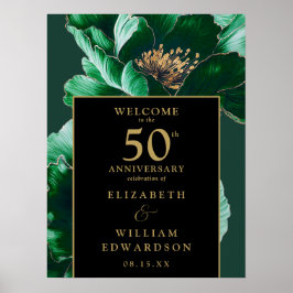 Grünes Schwarz und Gold 50 Jahre Jubiläum-Zeichen Poster