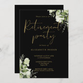 Grünes Schwarz und Gold-Rente-Party Einladung (Vorne/Hinten)