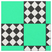 Grünes Schwarz-weißes Harlequin Square Form Textil Stoff (Nahaufnahme)