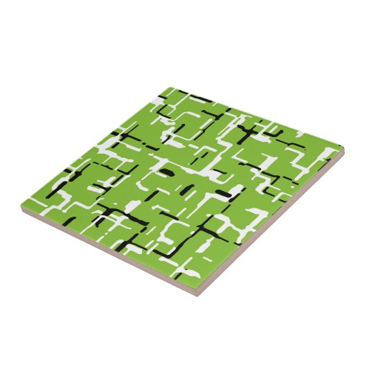 Grünes Schwarz-weißes modernes Muster Fliese (Seite)