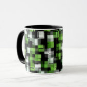 Grünes Schwarz-weißes modernes Muster Tasse (Vorderseite Links)