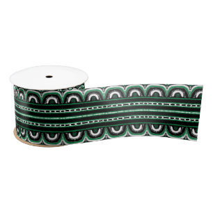 grünes Schwarz-weißes Stammbaum Lines African Satinband