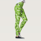 Grünes Schwarz-weißes Trendmuster Leggings (Rechts)