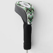 Grünes Schwarz-weißes Zickzack texturiertes Monogr Golf Headcover (angewinkelt)