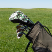 Grünes Schwarz-weißes Zickzack texturiertes Monogr Golf Headcover (In SItu)