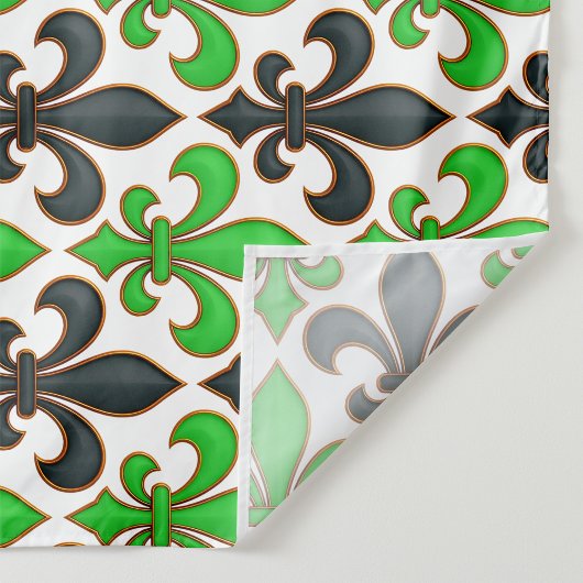 Grünes schwarzes Barock-Fleur-de-lis-Musterdesign Wandteppich