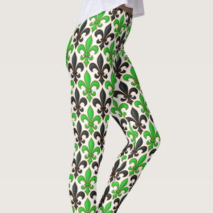 Grünes schwarzes Barock-Lilienmuster-Design Leggings