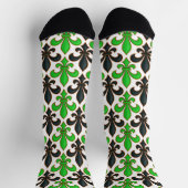 Grünes schwarzes Barock-Lilienmuster-Design  Socken (Oben)