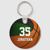 grünes schwarzes Basketball-Team - Jungs-Mädchen Schlüsselanhänger (Vorderseite)