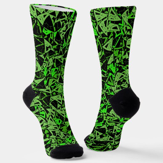 Grünes Schwarzes Dreiecksmuster Socken (Gewinkelt)