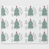 Grünes Schwarzes Illustriertes Weihnachtswrackpapi Geschenkpapier (Flach)