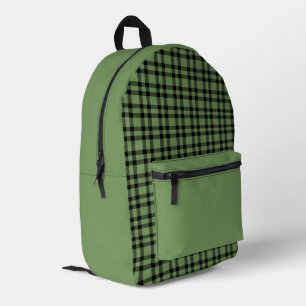 Grünes schwarzes Karomuster Bedruckter Rucksack