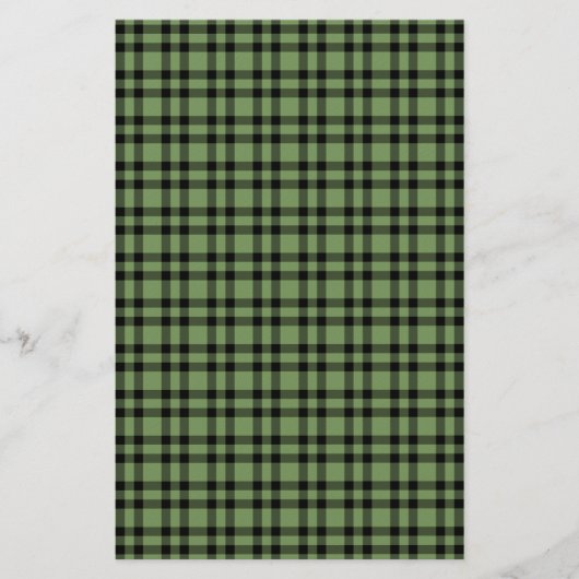 Grünes schwarzes Karomuster Briefpapier (Vorderseite)