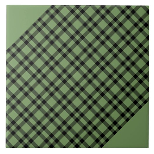 Grünes schwarzes Karomuster Fliese (Vorderseite)