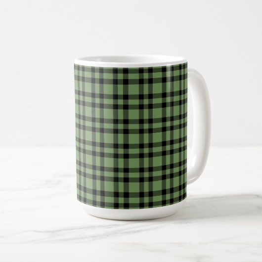 Grünes schwarzes Karomuster Kaffeetasse (VorderseiteRechts)