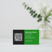 Grünes schwarzes Logo QR-Code Visitenkarte (Stehend Vorderseite)