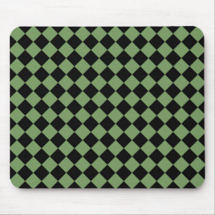 Grünes schwarzes Schachbrett-Diamantmuster  Mousepad