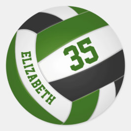 grünes schwarzes Team spielt Jungs-Volleyball Runder Aufkleber