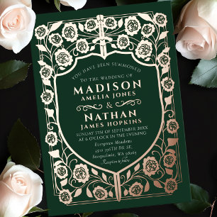 Grünes Schwert Schild Mittelalterliches Monogramm  Folieneinladung