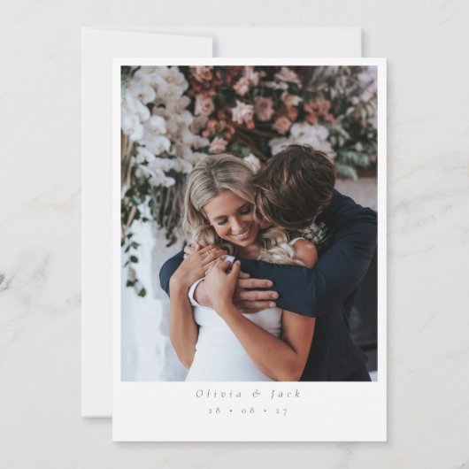 Grünes Script-Foto Hochzeit Save The Date (Rückseite)