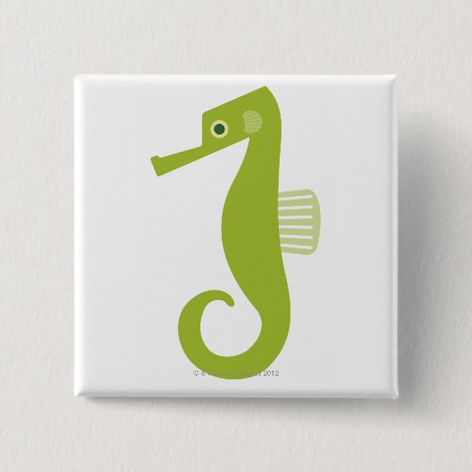 Grünes Seepferd Button (Vorderseite)