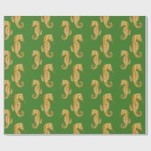 Grünes Seepferd Geschenkpapier (Flach)