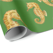 Grünes Seepferd Geschenkpapier (Rolleneckpunkt)