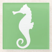 Grünes Seepferd Glasuntersetzer (Vorderseite)