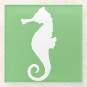 Grünes Seepferd Glasuntersetzer