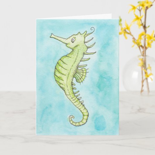 Grünes Seepferd Karte (Gelbe Blume)