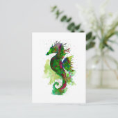 Grünes Seepferd Postkarte (Stehend Vorderseite)