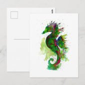 Grünes Seepferd Postkarte (Vorne/Hinten)