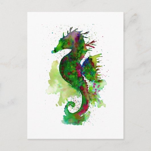 Grünes Seepferd Postkarte (Vorderseite)