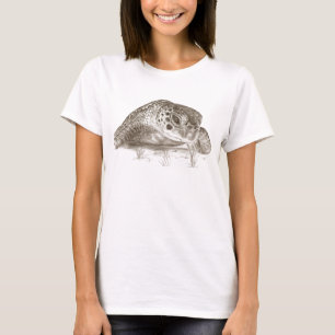 Grünes Seeschildkröte-Zeichnen T-Shirt