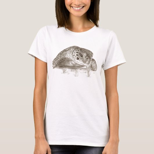 Grünes Seeschildkröte-Zeichnen T-Shirt (Vorderseite)