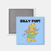 Grünes Shirt-alberne Welpen-T-Shirts und Geschenke Magnet (Vorderseite/Rückseite)