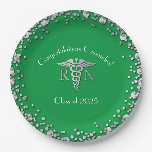 Grünes Silber der Nurse Nursing School Graduation  Pappteller (Vorderseite)