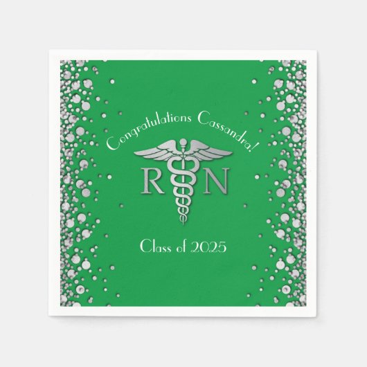 Grünes Silber der Nurse Nursing School Graduation Serviette (Vorderseite)