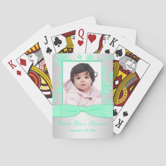 Grünes, silberfarbenes Foto, Spielkarten (Rückseite)