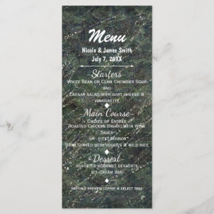 Grünes & Silbernes Armee-Tarn-Sparkle-Glam-Party-M Menükarte