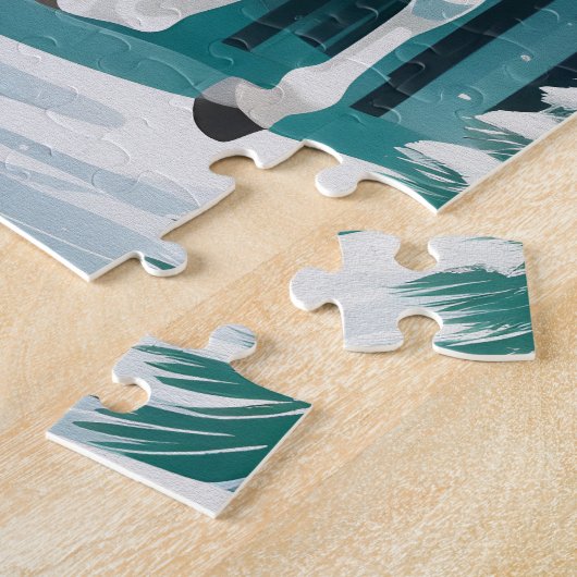 Grünes Silberpferd im verzauberten Wald Puzzle (Seite)