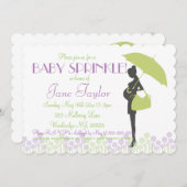 Grünes Silhouette-Baby besprühen Einladung (Vorne/Hinten)