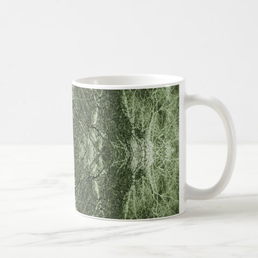 Grünes, silhouettiertes Baummuster Kaffeetasse (Rechts)