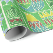 Grünes skandinavisches Weihnachtsgeschenk Geschenkpapier (Rolleneckpunkt)