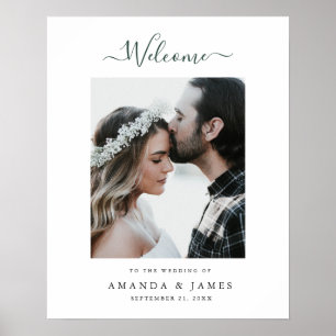 Grünes Skript Foto Hochzeitsempfang Poster