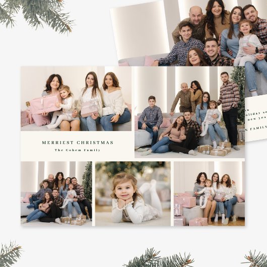 Grünes Skript Fröhliche Weihnachten Fünf Foto-Coll