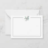 Grünes Skript Minimalistischer Name Monogramm Mitteilungskarte (Vorderseite)