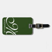 Grünes Skript Mit Monogramm Gepäckanhänger (Vorderseite horizontal)