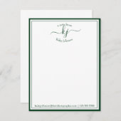 Grünes Skript Personalisiert vom Schreibtisch von Dankeskarte (Vorne/Hinten)