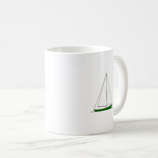 Grünes Sloop Segelboot Kaffeetasse (VorderseiteRechts)